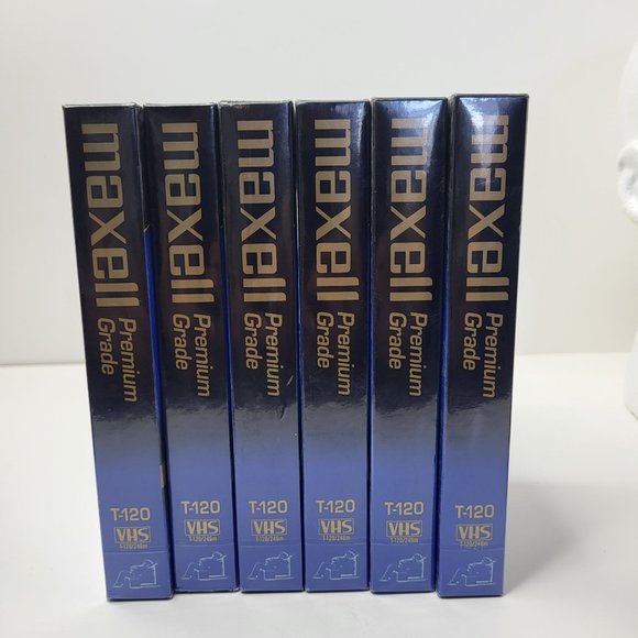 Lot of 6 Maxell Blank Video‎ Cassette 6 Hours Premium Grade VHS T-120 VCR - Picture 1 of 9